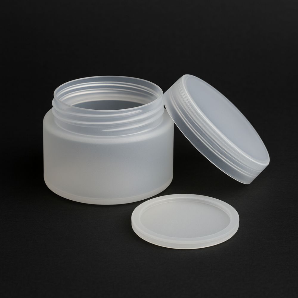 PP DW Cream Jar (50g & 100g) – Natural, Round, Cap & Plug MOQ 3,000
